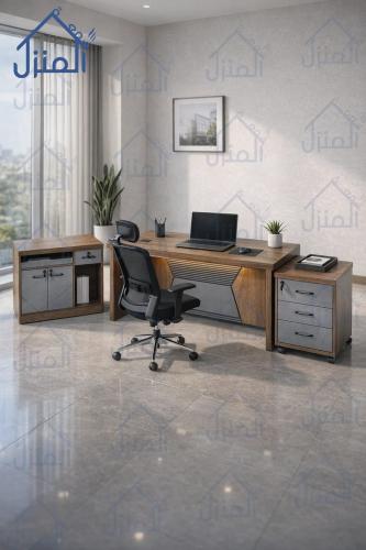 مكتب مودرن خشب مع وحدات تخزين – تصميم متكامل للمكت...