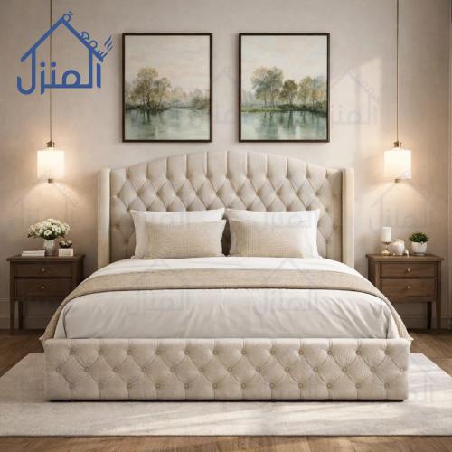 سرير بيج فاخر بتنجيد كامل - تصميم أنيق بلمسة فخامة...
