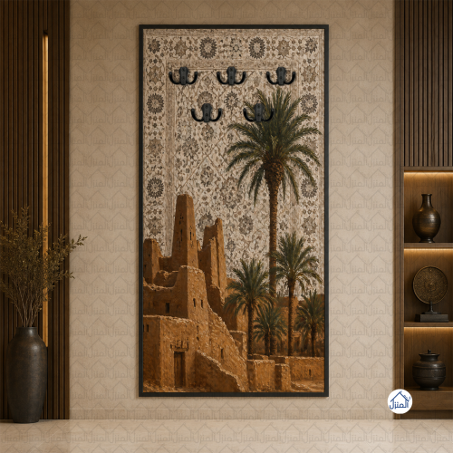 لوحة علاقات عبايات بنخيل وعمارة تراثية نجدية بدرجا...