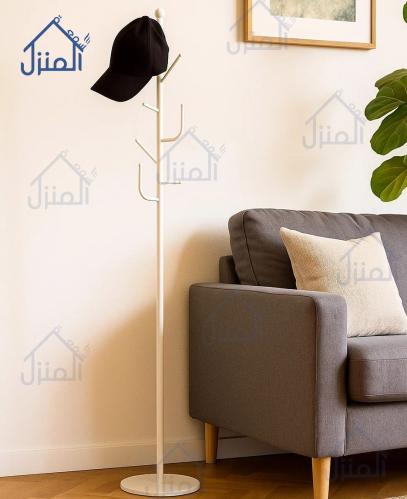 شماعة ملابس أرضية معدنية – لون أبيض