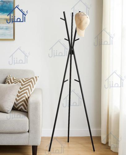 علاقة ملابس أرضية سوداء بتصميم ثلاثي عصري نحيف
