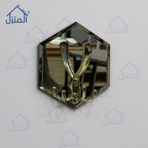 علاقة جدارية مفردة بمرآة سداسية – اللون الذهبي