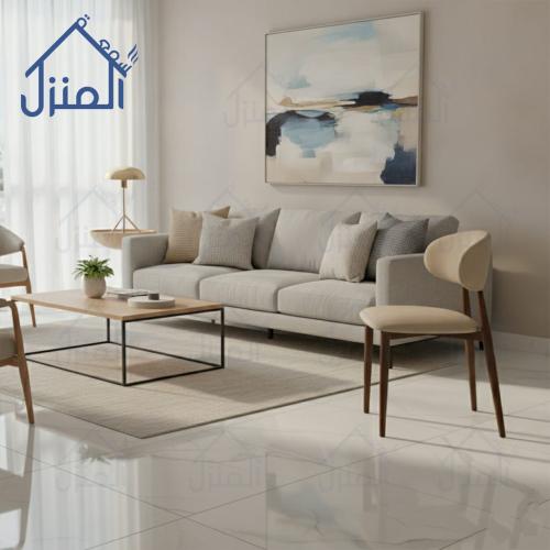 كرسي فاخر كريمي بتصميم عضوي عصري