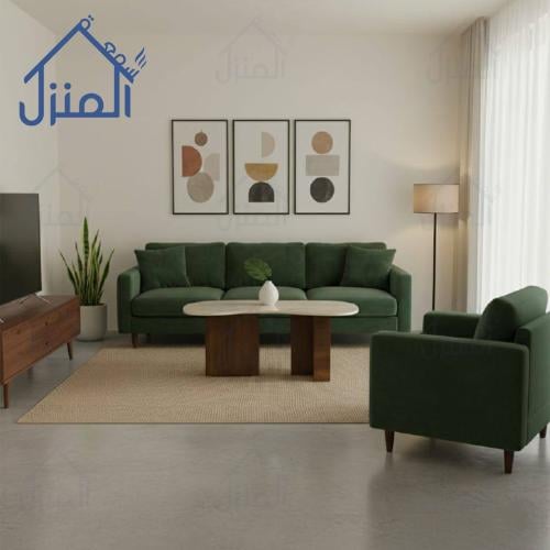 طاولة قهوة عضوية مودرن بتشطيب بديل حجر وقواعد خشبي...