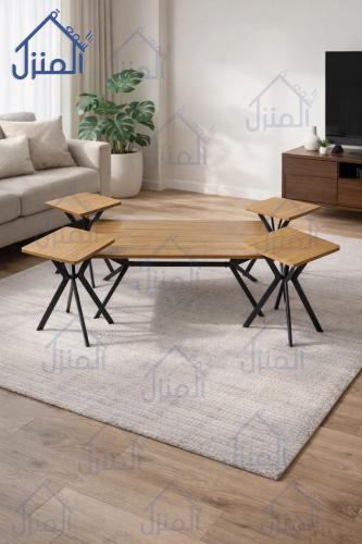 طقم طاولات وسط متعددة بتصميم هندسي مائل – لمسة عصر...