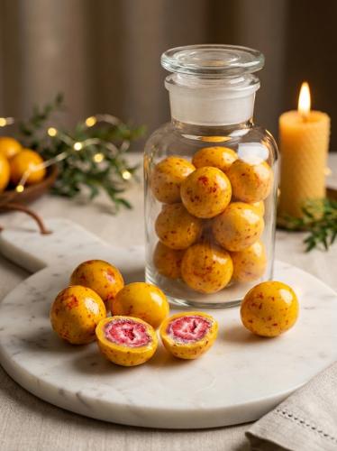 Dried strawberry with iced tea mango
