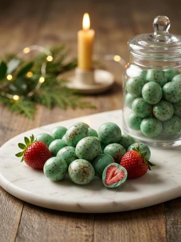 Dried strawberry with matcha