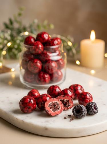 Black mulberries with pomegranate