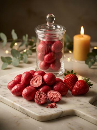 Dried strawberries with strawberries