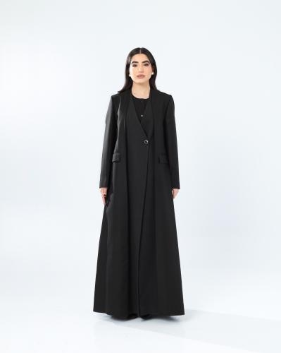فسكوز اسود مع صوف مقلم