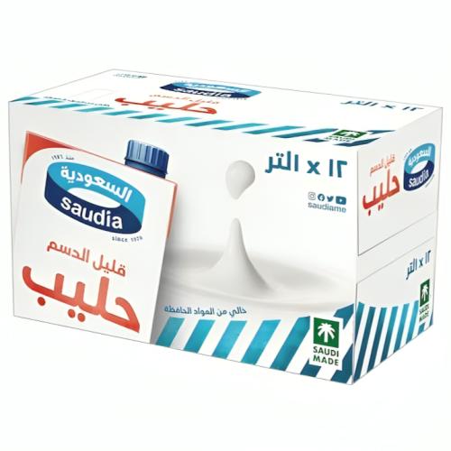 حليب السعودية طويل الأجل قليل الدسم 1 لتر 12 عبوة