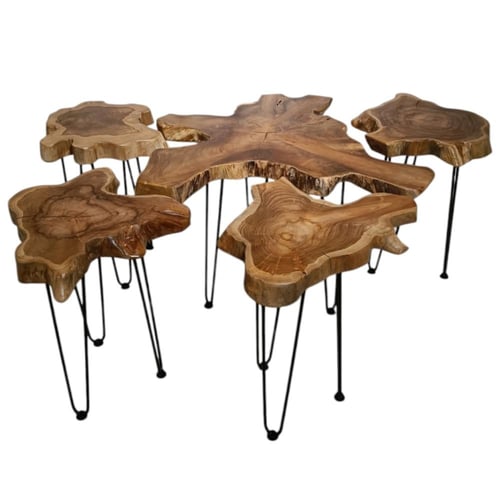 طقم طاولة خشب طبيعي