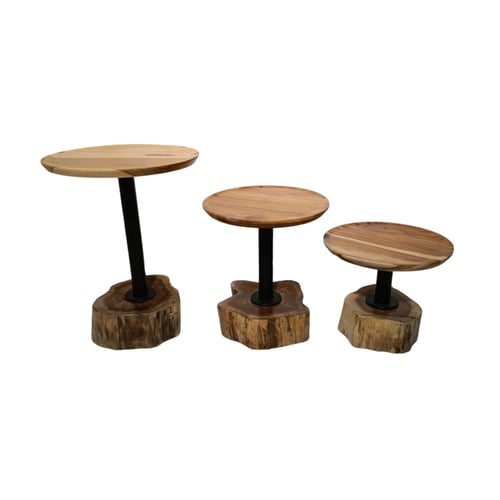 طقم أو مفرد طاولة دائرية خشب طبيعي