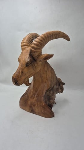 تمثال رأس ماعز جبلي خشبي فاخر – قطعة ديكور فنية لل...