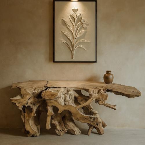 مدخل جذع خشبي طبيعي