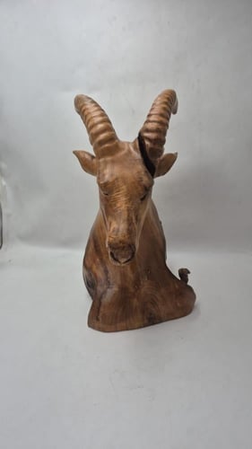 تمثال رأس ماعز جبلي خشبي فاخر – قطعة ديكور فنية لل...