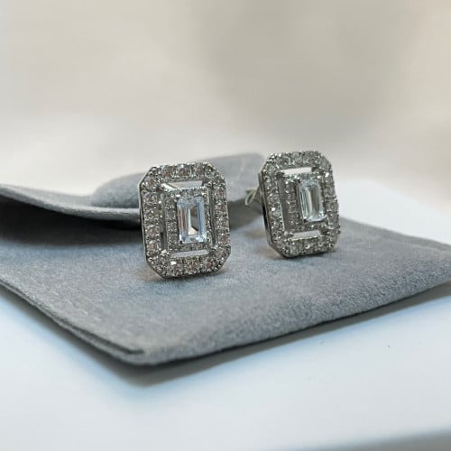 Classic earrings encrusted with zircon