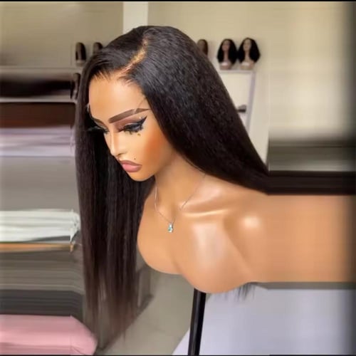 شعر افريقي ناعم مسحوب طول22 نص دانتيل