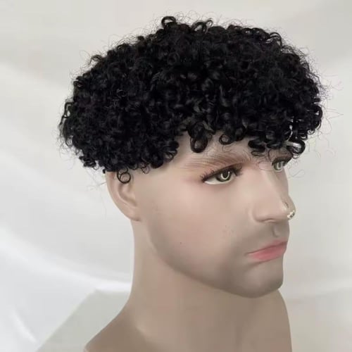 وصلة شعر رجالي كيرلي 130%جلد حرير قابل للتنفس