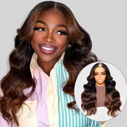 باروكة كلبسات بلونين ويفي طول 26 انش كثافه180%