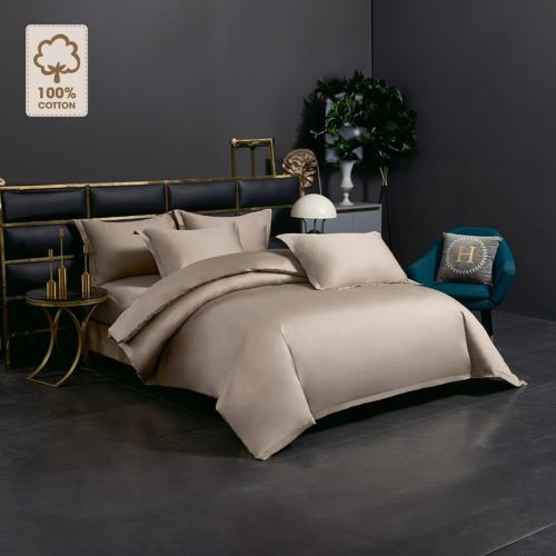 طقم مفرش فندقي بيج سادة ملكي فاخر جدا قطن 100٪ 7 ق...