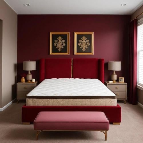 سرير ميد نايت الفاخر وديكور خشبي اسفل القاعدة وديك...