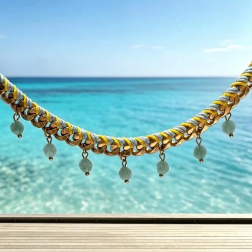 Anklet with colorful threads – stainless steel 18k...