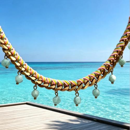 Anklet with colorful threads – stainless steel 18k...