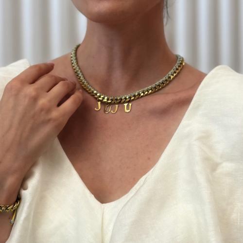 Necklace with colorful threads – 18K gold plated s...
