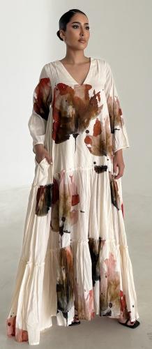 Fall print cotton dress