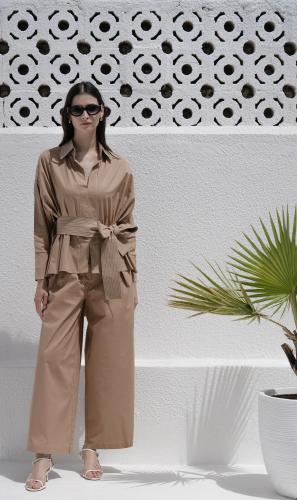 Pure Cotton Camel Co-ord with White Stiches