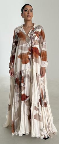 Orange leaves cotton dress