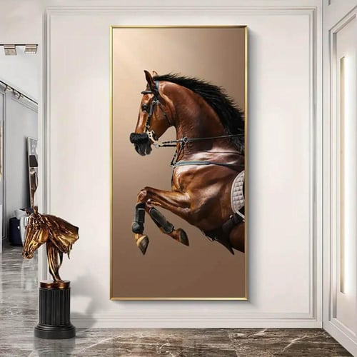 لوحة كانفاس الخيل البني العربي الاصيل