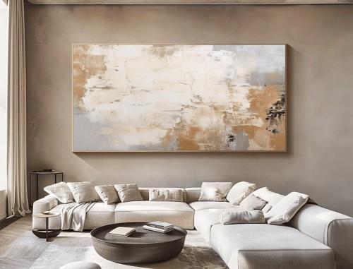 لوحة حائط فن تجريدي - بيج