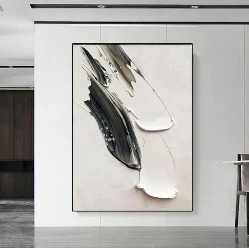 لوحة فنية تجريدية - أبيض