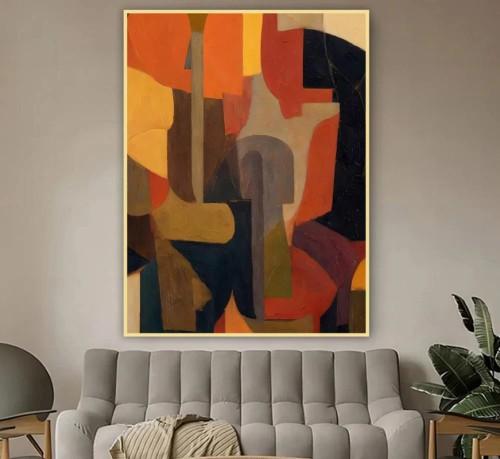 لوحة جدارية كبيرة فن تجريدي معاصر - متعدد الألوان