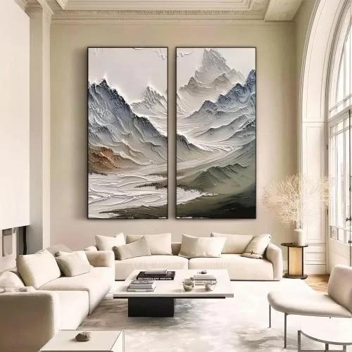 لوحة ثنائية فن تجريدي مستوحى من الطبيعة