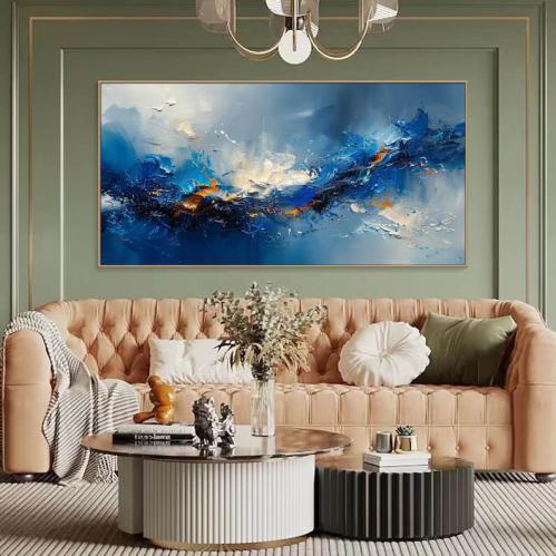 لوحة جدارية زرقاء - فن تجريدي معاصر