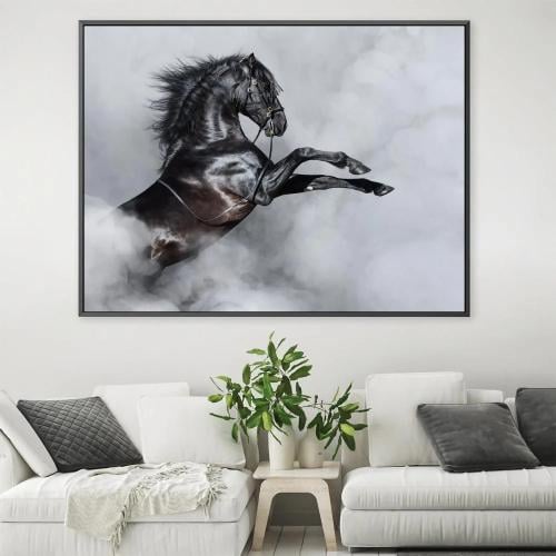 لوحة جدارية خيل اسود عربي أصيل