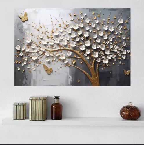 لوحة جدارية مميزة بالفن التجريدي الزهري