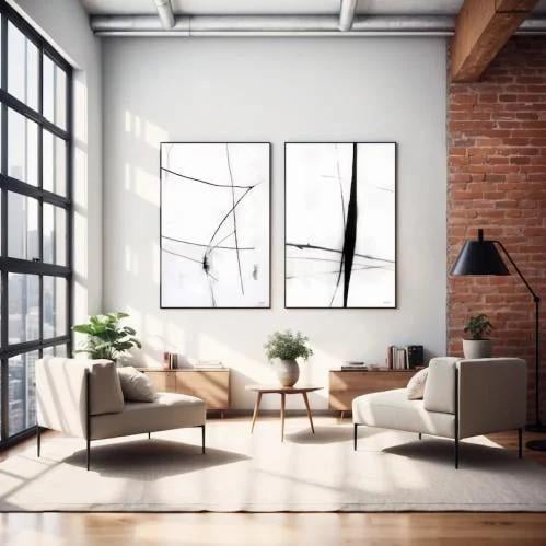 لوحات ثنائية جدارية فن تجريدي