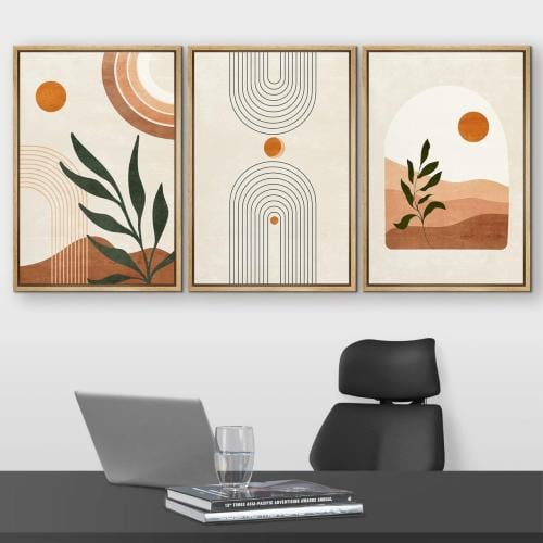 لوحات ثلاثية فن تجريدي زخارف نباتية