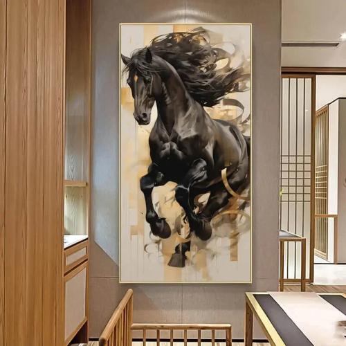 لوحة كانفاس الخيل الاسود العربي الآصيل
