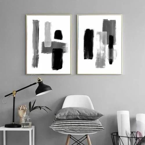 لوحات ثنائية فن تجريدي معاصر مودرن