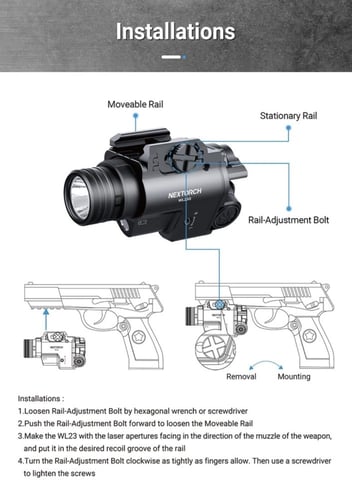 Rكشاف و ليزر احمر بقوة 1300 لومين للمسدسات المتوسط...