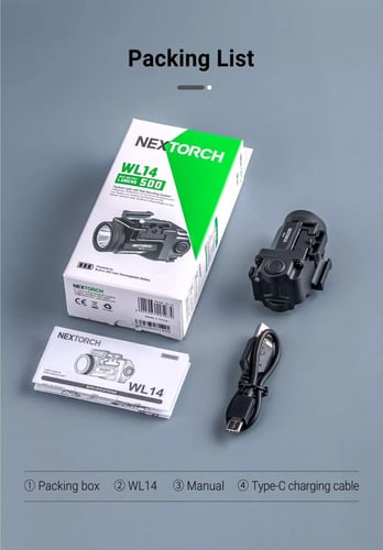 Wl14 كشاف مسدس بقوة 500 لومن،يشحن عن طريق (USB)