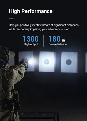 Rكشاف و ليزر احمر بقوة 1300 لومين للمسدسات المتوسط...