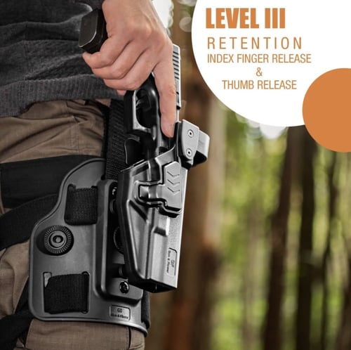 جراب جلوك احترافي بقفلين تامين + قاعدة فخذ Glock19...