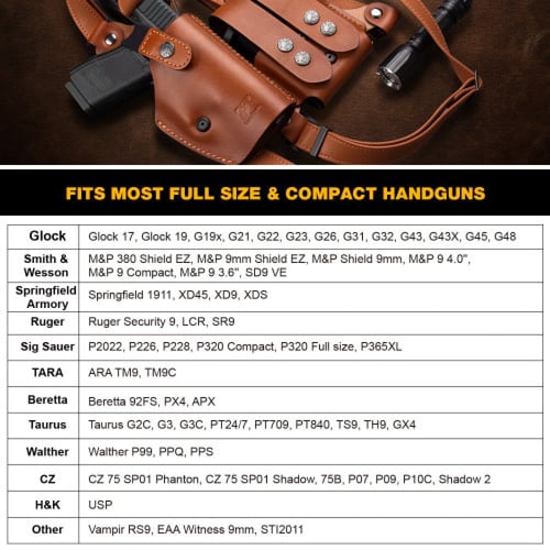 Leather shoulder holster, جراب كتف افقي، جلد ايطال...