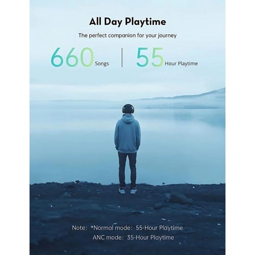 RAVPOWER-سماعة رأس بميزة ANC تعمل حتى 55 ساعة